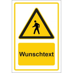 Magnetschild Warnzeichen Hinweiszeichen Achtung Fußgänger gelb mit WUNSCHTEXT