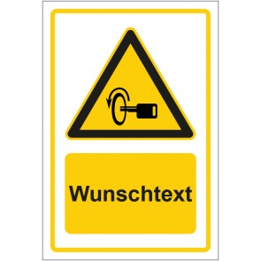 Schild Warnzeichen Hinweiszeichen Achtung, Motor ausschalten gelb mit WUNSCHTEXT · selbstklebend