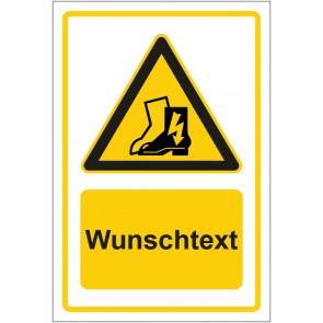Aufkleber Warnzeichen Hinweiszeichen Antistatische Schuhe tragen gelb mit WUNSCHTEXT