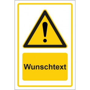 Magnetschild Warnzeichen Allgemeines Warnzeichen · Wunschtext gelb mit WUNSCHTEXT