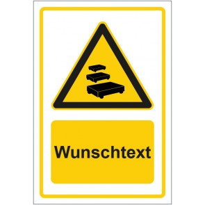 Schild Warnzeichen Hinweiszeichen Rollwagen Zone gelb mit WUNSCHTEXT