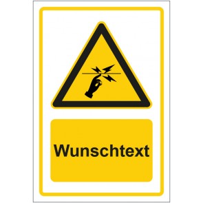 Aufkleber Warnzeichen Warnung vor Elektrozaun gelb mit WUNSCHTEXT · stark haftend