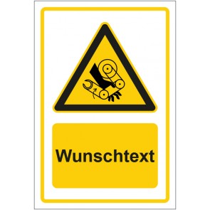 Aufkleber Warnzeichen Warnung vor Handverletzung durch Roboter gelb mit WUNSCHTEXT