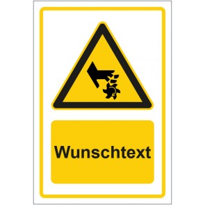 Schild Warnzeichen Warnung vor Schnittverletzung gelb mit WUNSCHTEXT