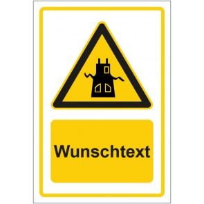 Schild Warnzeichen Hinweiszeichen Achtung Schürze tragen gelb mit WUNSCHTEXT · selbstklebend