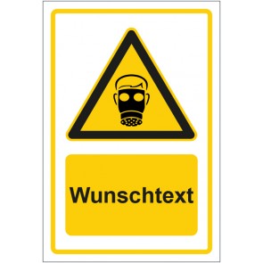 Magnetschild Warnzeichen Hinweiszeichen Achtung Atemschutz tragen gelb mit WUNSCHTEXT