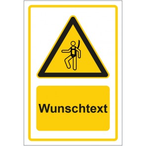 Magnetschild Warnzeichen Hinweiszeichen Achtung Auffanggurt tragen gelb mit WUNSCHTEXT