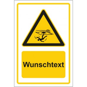 Aufkleber Warnzeichen Warnung vor Einsturzgefahr gelb mit WUNSCHTEXT