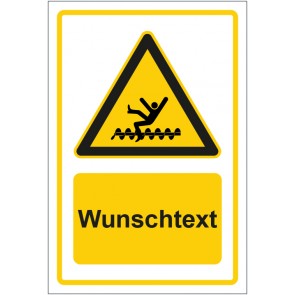 Magnetschild Warnzeichen Warnung vor Einzugsgefahr durch ungeschütze rotierende Objekte gelb mit WUNSCHTEXT