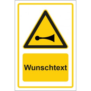 Aufkleber Warnzeichen Warnung vor Hupsignalen gelb mit WUNSCHTEXT · stark haftend