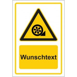 Magnetschild Warnzeichen Hinweiszeichen Reifen gegen Wegrollen sichern gelb mit WUNSCHTEXT