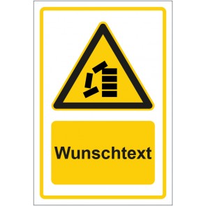 Magnetschild Warnzeichen Hinweiszeichen Achtung, richtig stapeln gelb mit WUNSCHTEXT