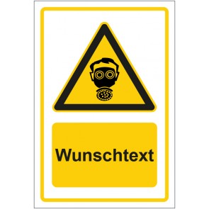 Schild Warnzeichen Hinweiszeichen Achtung, Atemschutz tragen gelb mit WUNSCHTEXT · selbstklebend