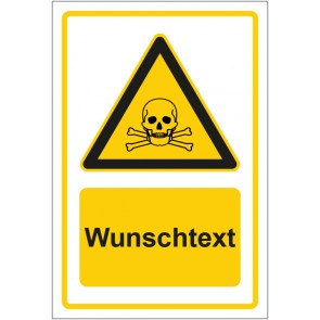 Aufkleber Warnzeichen Hinweiszeichen Achtung Gefahr gelb mit WUNSCHTEXT