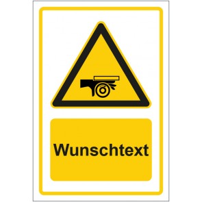 Schild Warnzeichen Warnung vor Handeinzug gelb mit WUNSCHTEXT · selbstklebend