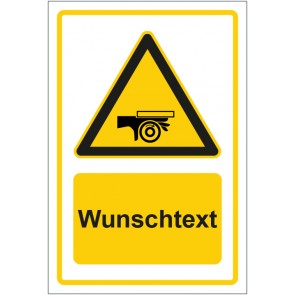 Schild Warnzeichen Warnung vor Handeinzug gelb mit WUNSCHTEXT