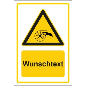 Magnetschild Warnzeichen Warnung vor Handverletzung durch drehendes Lüfterrad gelb mit WUNSCHTEXT