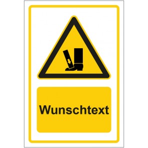 Magnetschild Warnzeichen Warnung vor Fußverletzung durch Quetschgefahr gelb mit WUNSCHTEXT