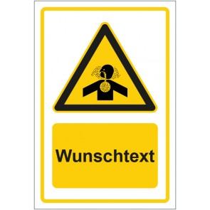 Schild Warnzeichen Warnung vor Erstickungsgefahr gelb mit WUNSCHTEXT