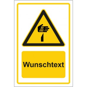 Aufkleber Warnzeichen Warnung vor spitzem Gegenstand gelb mit WUNSCHTEXT · stark haftend