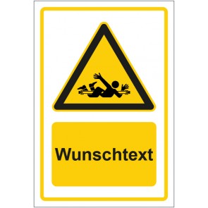 Aufkleber Warnzeichen Hinweiszeichen Einzugsgefahr durch rotierende Wellen gelb mit WUNSCHTEXT · stark haftend