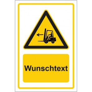 Magnetschild Warnzeichen Warnung vor Flurförderzeugen gelb mit WUNSCHTEXT