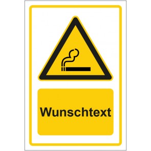 Magnetschild Warnzeichen Hinweiszeichen Raucherzone gelb mit WUNSCHTEXT