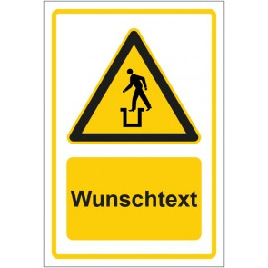 Aufkleber Warnzeichen Warnung vor offener Grube gelb mit WUNSCHTEXT