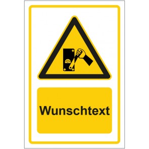 Aufkleber Warnzeichen Anlage nicht einschalten gelb mit WUNSCHTEXT · stark haftend
