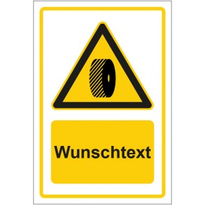 Aufkleber Warnzeichen Hinweiszeichen Achtung, Schleifstein nicht tauschen gelb mit WUNSCHTEXT · stark haftend