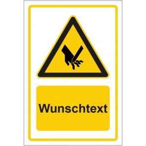 Magnetschild Warnzeichen Warnung vor Schnittgefahr gelb mit WUNSCHTEXT
