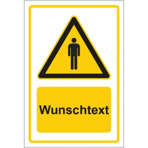 Aufkleber Warnzeichen Piktogramm Mann gelb mit WUNSCHTEXT