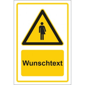 Schild Warnzeichen Piktogramm Transgender gelb mit WUNSCHTEXT