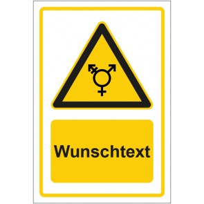 Schild Warnzeichen Hinweiszeichen Transgender Zone gelb mit WUNSCHTEXT